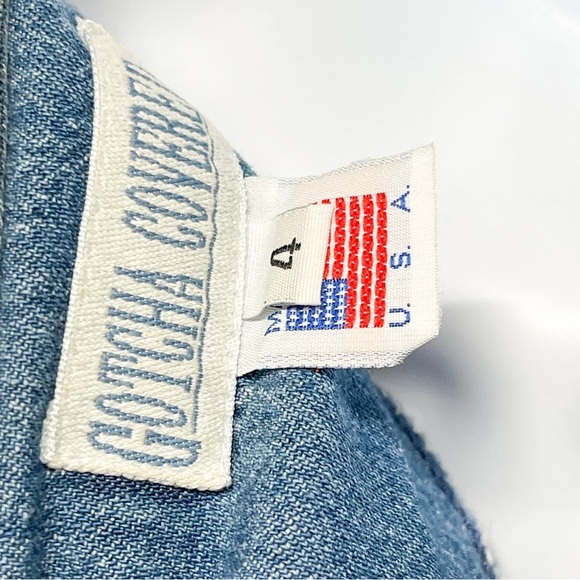 Vintage Floral Embroidered Denim Jean Midi Dress Short Sleeve Made in USA Size 4 - Picture 8 of 9